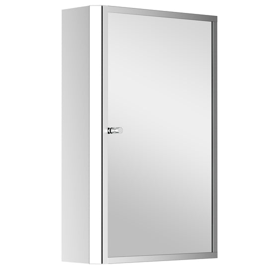 60L X 40W X 13T cm Stainless Steel Wall Mirror Cabinet-Silver