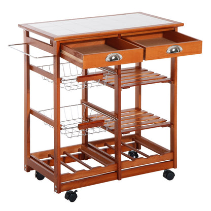 Wooden Kitchen Trolley Cart Drawers, 3 Shelves