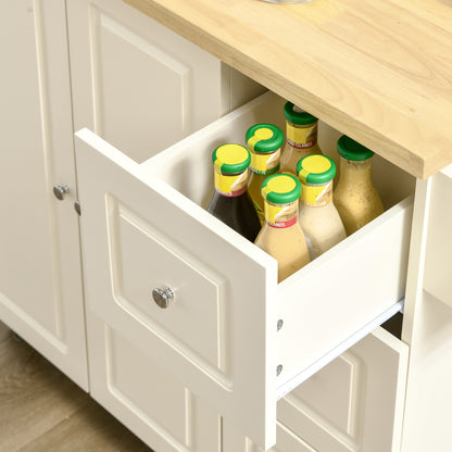 Drop-Leaf Kitchen Island on Wheels Utility Storage Cart with Drawers & Cabinet for Kitchen, Dining & Living Room