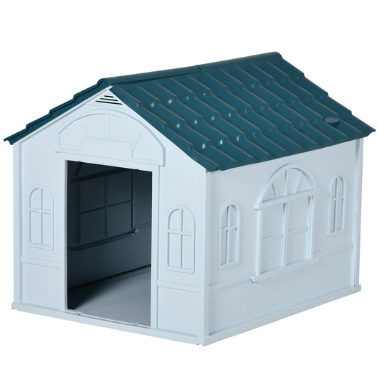 PawHut Water Resistant Plastic Dog House Puppy Shelter Kennel For Indoor And Outdoor