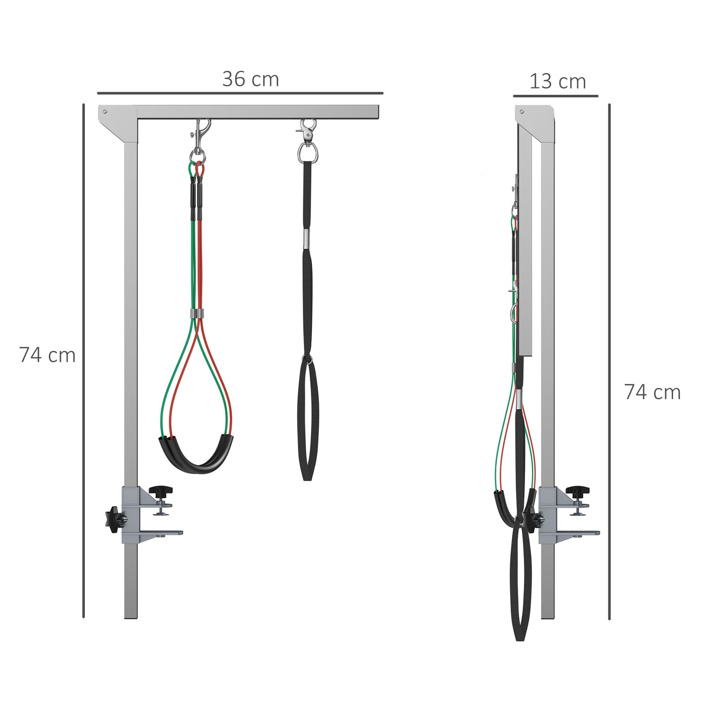 PawHut Foldable Pet Grooming Arm with Clamp, 29" Height Adjustable Dog Grooming Holder for Table with 2 Haunch Holders, Grooming Loop for Medium Dogs