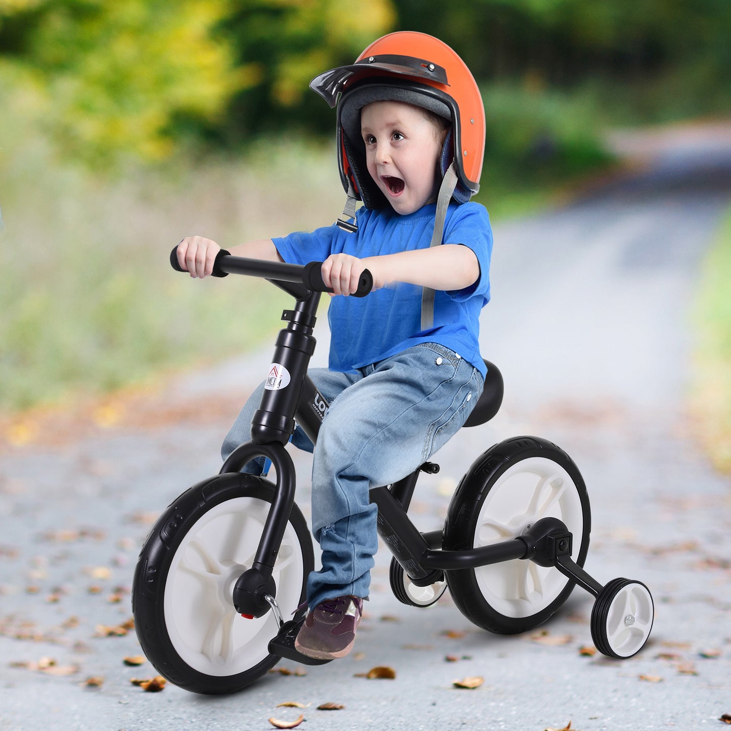 Toddlers Removable Stabiliser Balance Bike Black