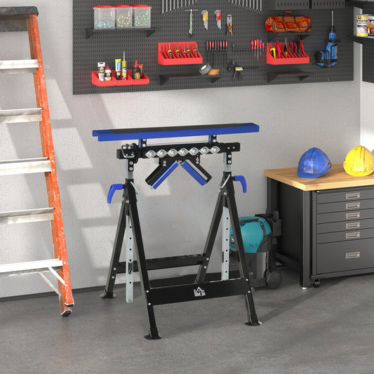 Multi-Function 4 in 1 Workbench Work Table, Ball Support Stand and Roller Trestle, Height Adjustable, Steel Frame