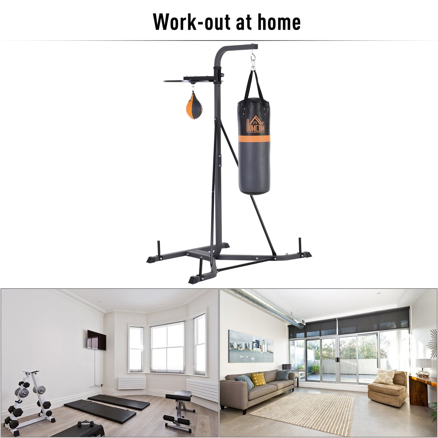 Freestanding Duo Punch Training Punchbag Sandbag  Adjustable Height Home Agility Training Steel Frame