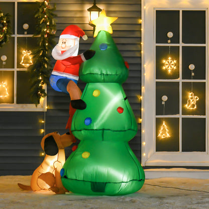 1.8m Inflatable Christmas Tree, LED Lighted With Santa Claus Dog for Home Indoor Outdoor Garden Lawn Decoration Party Prop