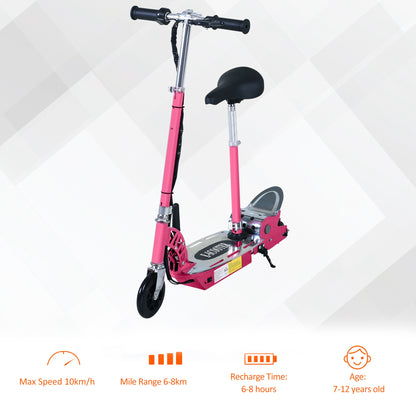 120W Teens Foldable Kids Powered Scooters 24V Rechargeable Battery Adjustable Ride on Outdoor Toy (Pink)