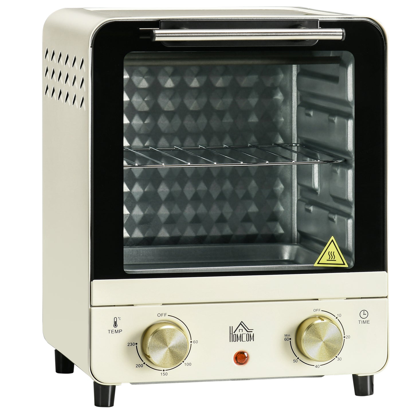 Retro Style Convection Mini Oven, 15L Electric Oven & Grill w/ Adjustable Temperature, Timer, Baking Tray, Wire Rack, Crumb Tray, 1000W, Cream White