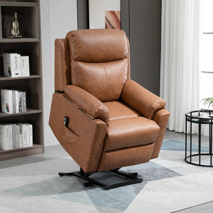 Power Lift Chair Electric Riser Recliner for Elderly, Faux Leather Sofa Lounge Armchair with Remote Control and Side Pocket