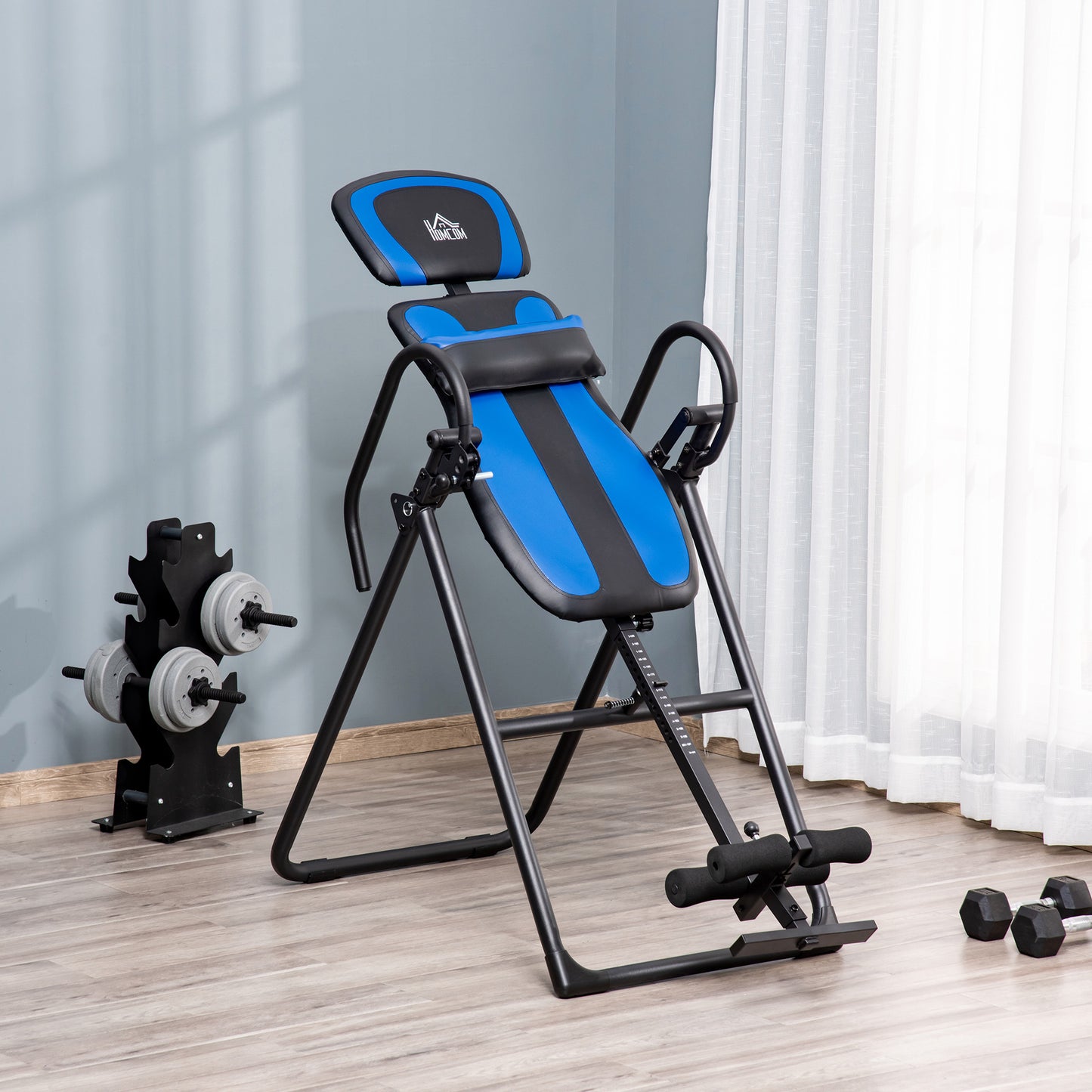 Foldable Gravity Inversion Table, Back Therapy Fitness Bench With Soft Ankle Cushions, for Home